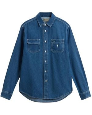 Woolrich Jeanshemd Mit Klappentasche - Blau