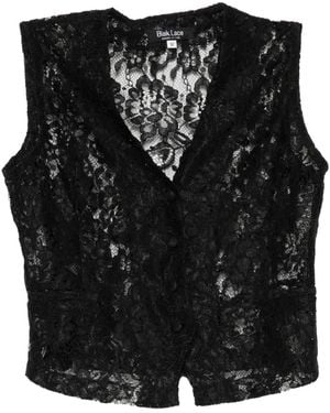 BLAKLACE Lace V-Neck Top - Black