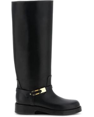 Elisabetta Franchi Plaque Strap Boots - Black