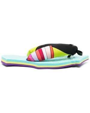 PUCCI Striped Open-Toe Flip Flops - Green