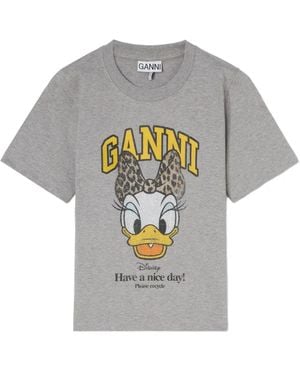 Ganni Daisy Duck Printed Baby Fit T-Shirt - Grey