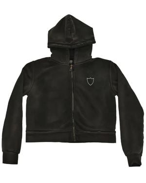 HTC Hoodie Zippé À Logo Brodé - Black