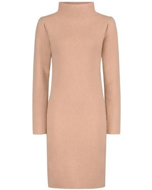 CHAMOIS Fou High-Neck Long-Sleeve Mini Dress - Natural