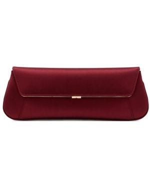 AMINA MUADDI Satin Logo Clutch Bag - Red