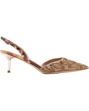 Nicoli 60Mm Dahna Embellished Slingback Pumps - Natural