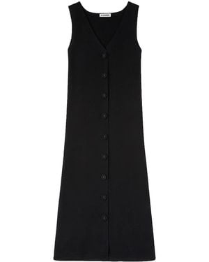 Jil Sander Abito Midi Con Scollo A V - Nero