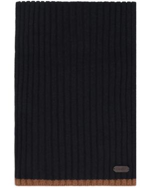 Moorer Ribgebreide Rechthoekige Sjaal - Zwart