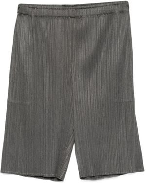 Pleats Please Issey Miyake Elasticated-Waist Pleated Shorts - Grey