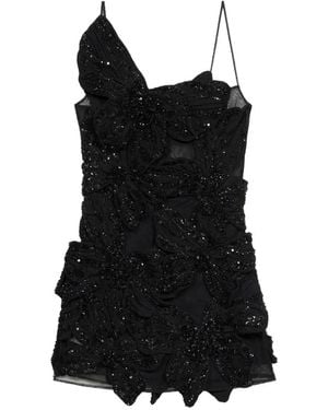 Blumarine Butterfly-Embroidered Mini Dress - Black
