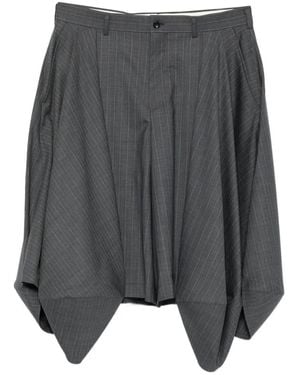 Comme des Garçons Pinstripe-Pattern Handkerchief-Hem Shorts - Grey