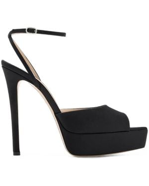 Andrea Wazen Loulou Crystal Platform Sandals - Black