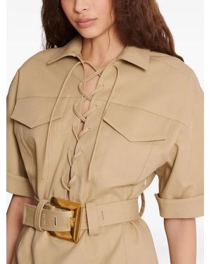 Balmain Lace-Up Mini Dress - Natural