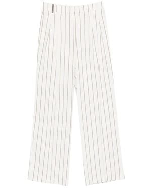 Peserico Pinstripe-Pattern Trousers - White