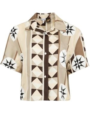 Loewe Geometric-Print Short-Sleeve Shirt - Metallic