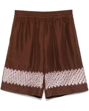 Feng Chen Wang Shorts Mit Grafischem Print - Braun
