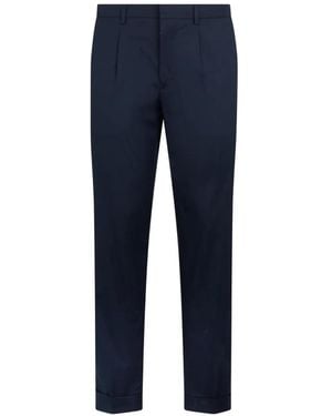 Moorer Pantalon Montale À Ourlet Plissé - Blue