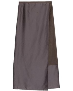 R2W Amora Colour-Block Midi Skirt - Brown
