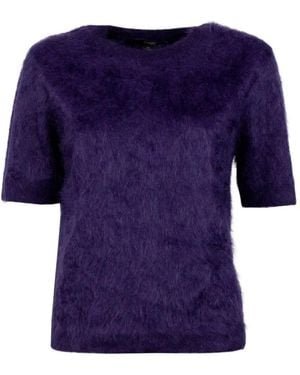 Seventy Brushed Short-Sleeve Cashmere T-Shirt - Blue