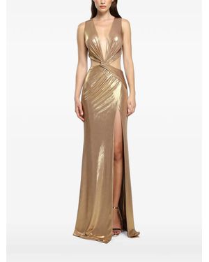 Cristallini Robe Longue Seraphina À Découpes - Natural