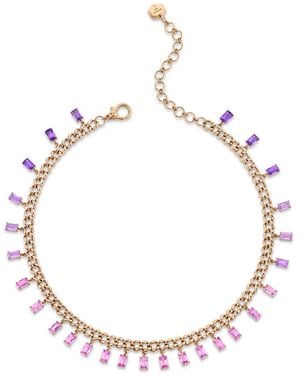 SHAY 18Kt Rose Ombre Baguette Sapphire And Amethyst Choker - Natural