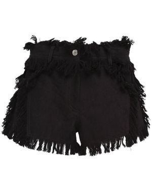 MSGM Seidenshorts Mit Fransen - Schwarz