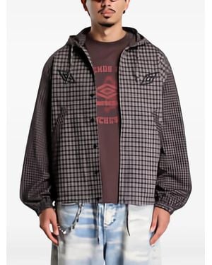 Umbro Plaid Hooded Jacket - Brown