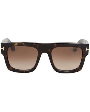 Tom Ford Renee Tortoiseshell-Effect Square-Frame Sunglasses - Gray