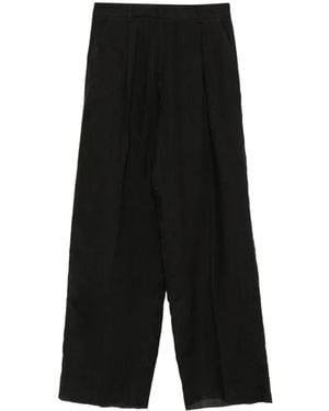 Marella Pleated Linen Pants - Black