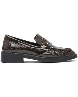 strategia shoes Romy Crinkled-Finish Loafers - Brown
