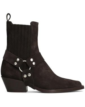 Bibi Lou Bottes Western En Daim À Détail De Harnais - Black