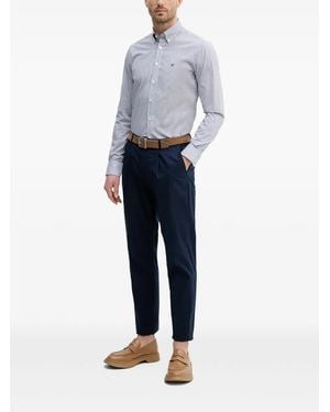 Hackett Embroidered Striped Button-Down Shirt - Blue