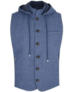 Gran Sasso Hooded Button-Up Jacket - Blue