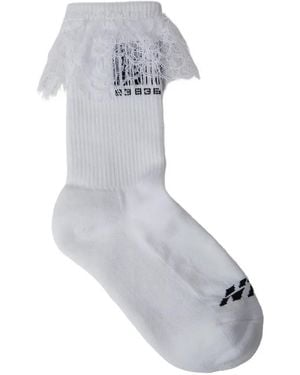 VTMNTS Lace-Trim Barcode Socks - Grey