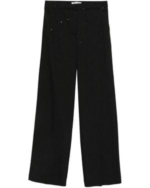 ERMANNO FIRENZE Crystal-Embellished Pinstripe Trousers - Black