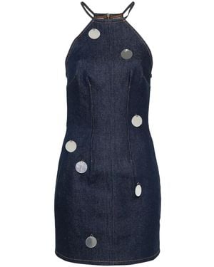 David Koma Mirror-Detail Denim Dress - Blue