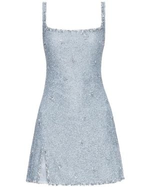 Clio Peppiatt Athena Embellished Slit Mini Dress - Blue