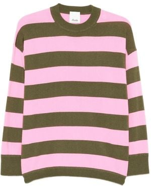 Allude Striped-Pattern Jumper - Grey