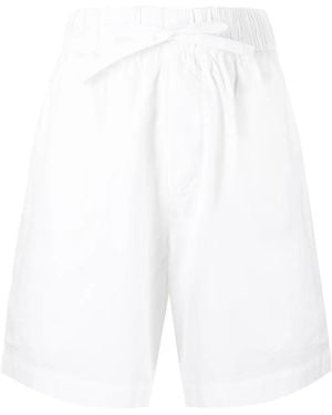 Tekla Pantalones Cortos De Pijama De Popelina Con Cordones - Blanco