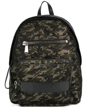 Balmain Mochila con estampado militar - Negro