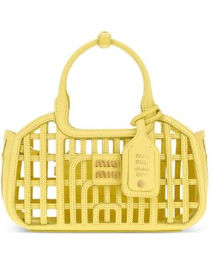 Miu Miu Cage-Style Leather Shoulder Bag - Metallic