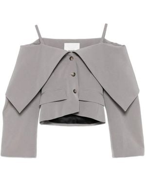 Nanushka Foldback-Neckline Blazer - Gray