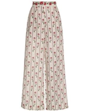 Agua Bendita Tota Quebrada Floral Print Trousers - White