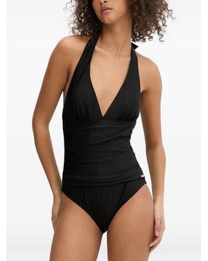 DKNY Halterneck Ruched Swimsuit - Black