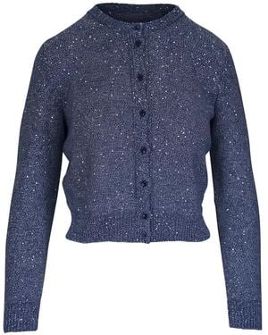 Akris Button-Front Sequinned Cardigan - Blue