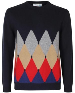 Ballantyne Argyle-Intarsia Jumper - Black