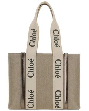 Chloé Borsa Tote Woody - Neutro