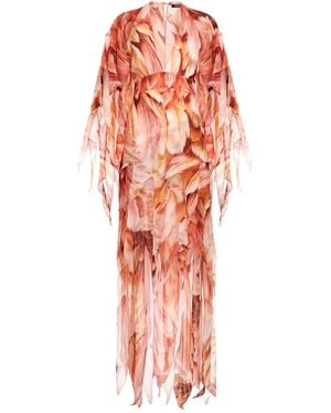 Roberto Cavalli Feather-Effect Patterned Maxi Dress - Orange
