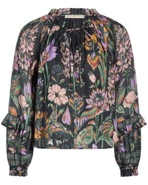 Marie Oliver Umika Floral-Print Ruffled Blouse - Black