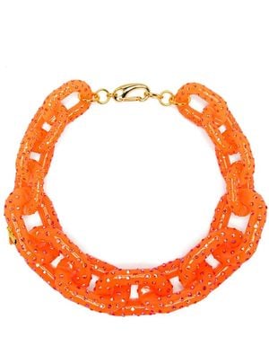 Patrizia Pepe Collana Decorata Con Strass - Arancione