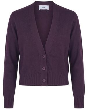 SOLOTRE V-Neck Knitted Cardigan - Purple